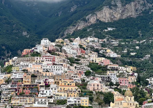 Wide shot of the Amalfi coast.