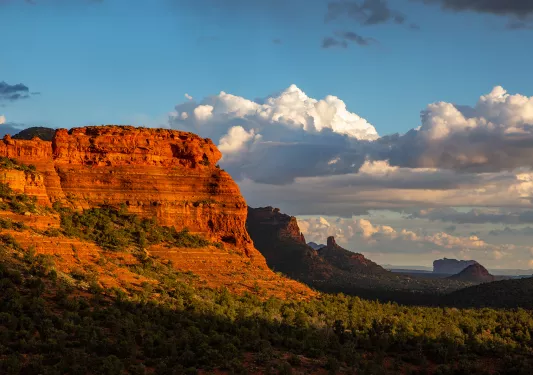 Light hitting mountain face at sunset in AZ