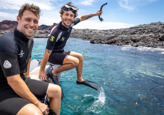 Guests Getting Ready Snorkeling  Ecuador