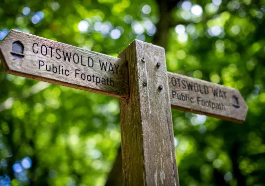 Cotswold Way Public Footpath Sign England