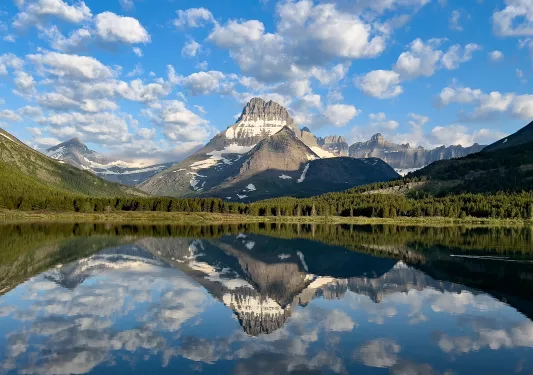 Mountain reflected onto mirrored lake
