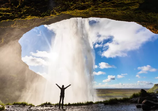 Under Arch Giant Waterfall Iceland