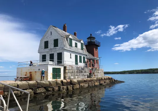 Guests at the Rockland Breakwater Lighthouse.