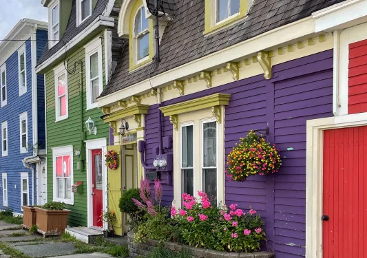 Shot of colorful housing units.