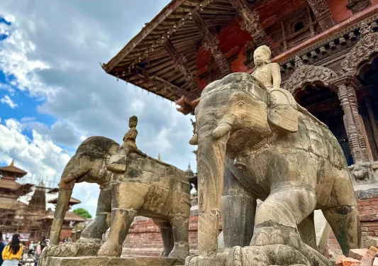 Stone statues of elephants in Nepal