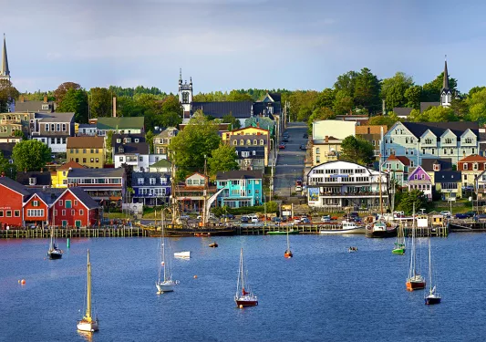 Wide shot of Lunenburg Waterfront.
