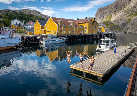 Guests Jumping Off of Dock Norway