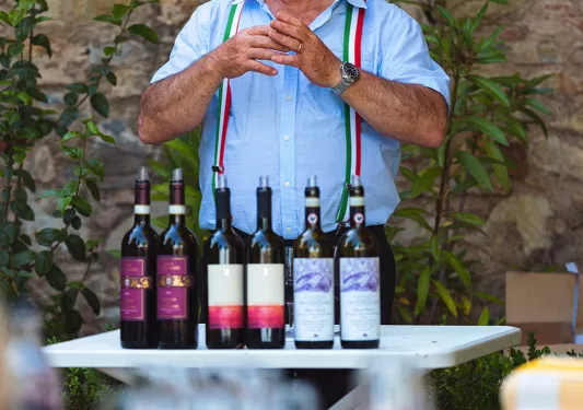 Local guide with assortment of red wines.