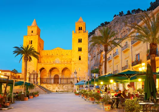Shot of the Cathedral of Cefalù during sunset.