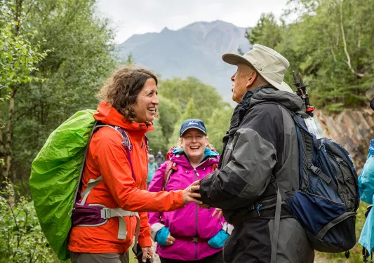 Hikers Chatting on Trail Scotland