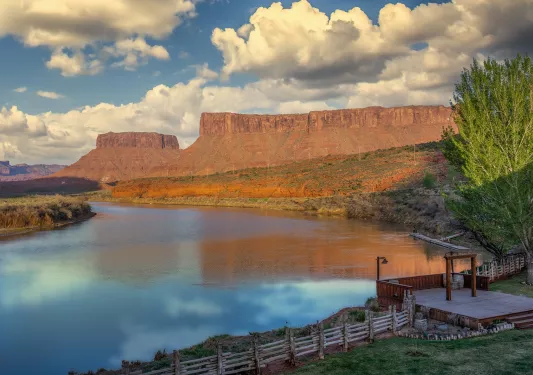 Mountain shot with river running through it 