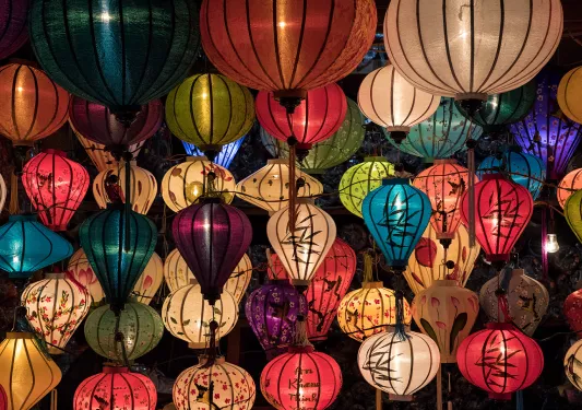 Collection of traditional Vietnamese lanterns