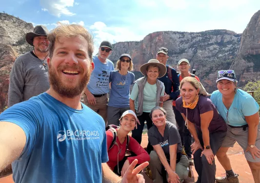 Group selfie on a hike
