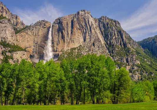 Wide shot of Yosemite Falls.