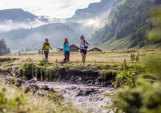 Three hiker on trail in Austria - SalzburgerLand.
