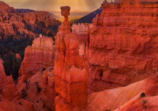 Rock sculptures at sunset
