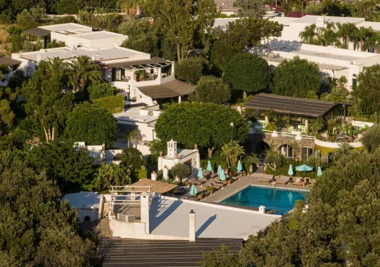 aerial view of hotel and spa