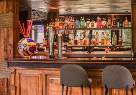 fully stocked hotel bar