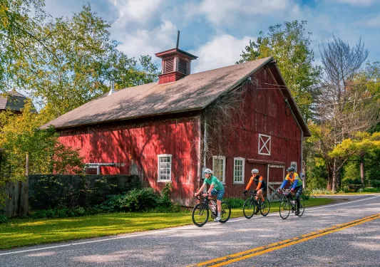 Red house on side of the road