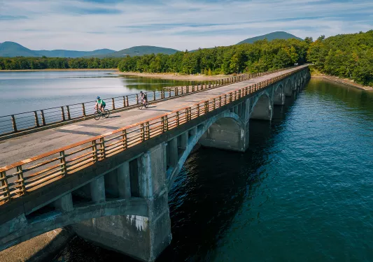 Bridge over blue river