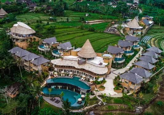 Aerial view of hotel grounds