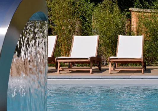 Lounge chairs by the pool