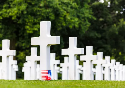 white crosses in a graveyard