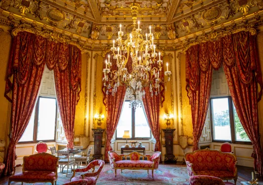 Grand baroque hotel lobby