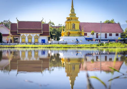Building reflecting onto water