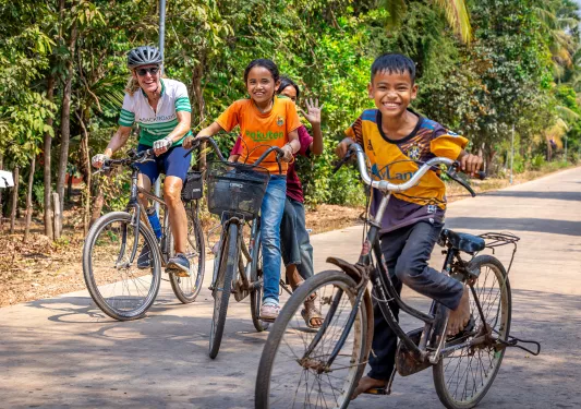 Children riding bikes