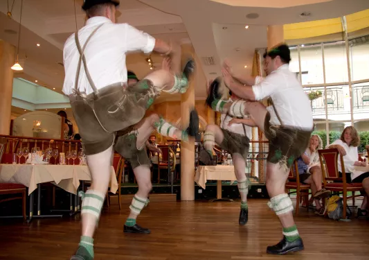 Traditional dancing in Germanic Europe wearing traditional costumes