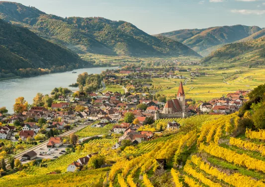 Hillside field overlooking a small town