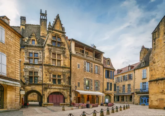 stone buildings in town central square