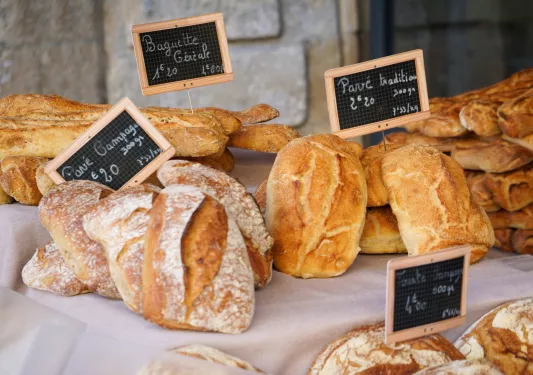 bread with price labels