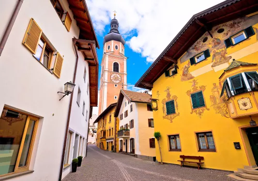 Colorful homes on a narrow street