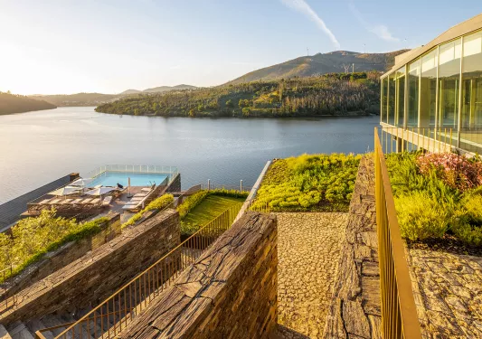 hotel steps leading down to water