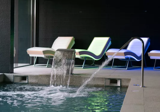 Lounge chairs by the pool