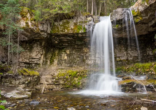 Waterfall in the middle of ancient ruins