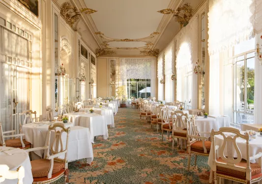 baroque dining room with carpeted floors