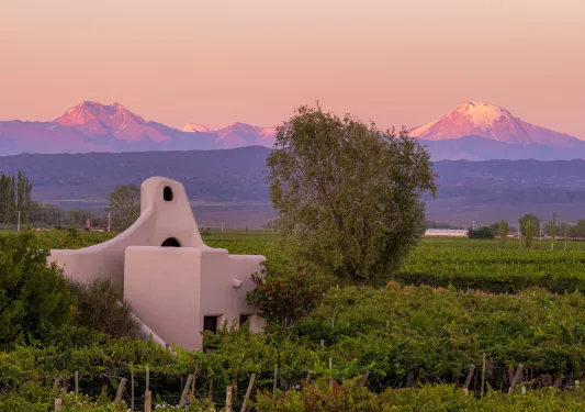 pink sunset over mountains