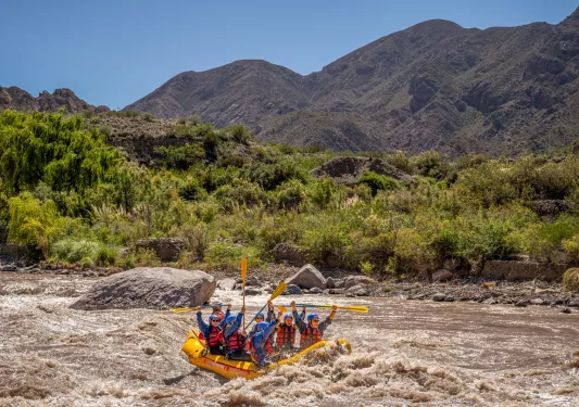 group of people white water rafting