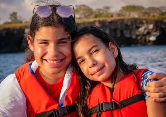 Two children in life vests