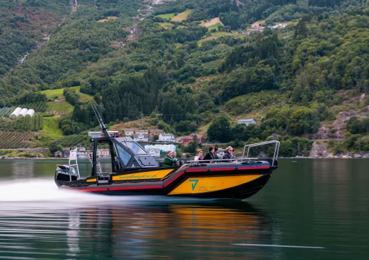 a speedboat on the river