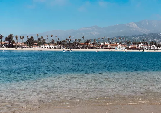 Beach with city in the background