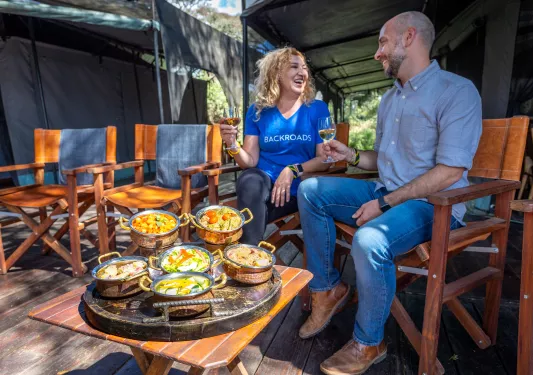 two backroads guests enjoying a picnic