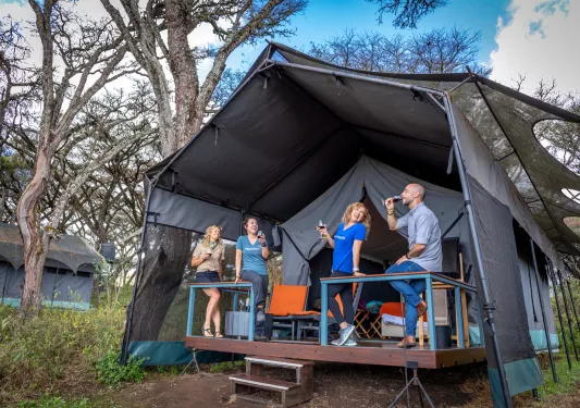 family in a tent