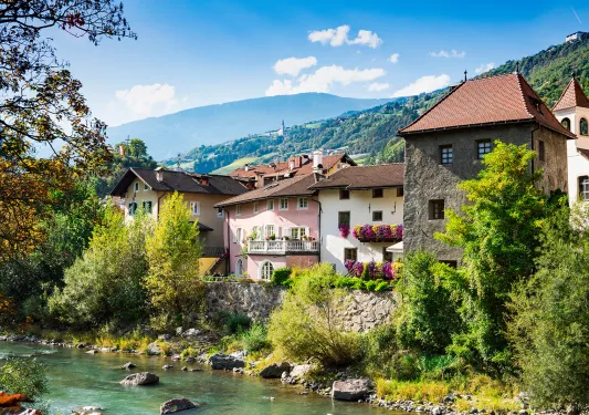 Elevated houses with a river below