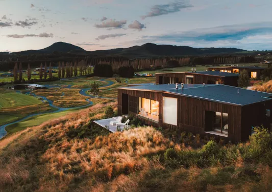 hotel surrounded by grasslands