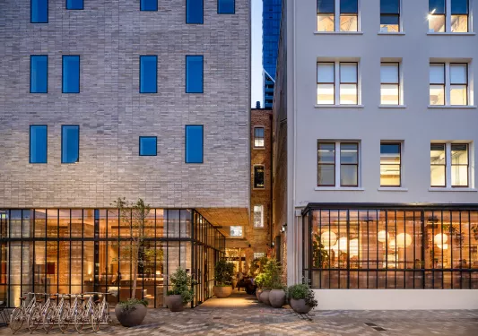 tall buildings with large windows