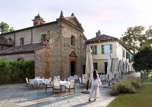 dining tables outside of hotel